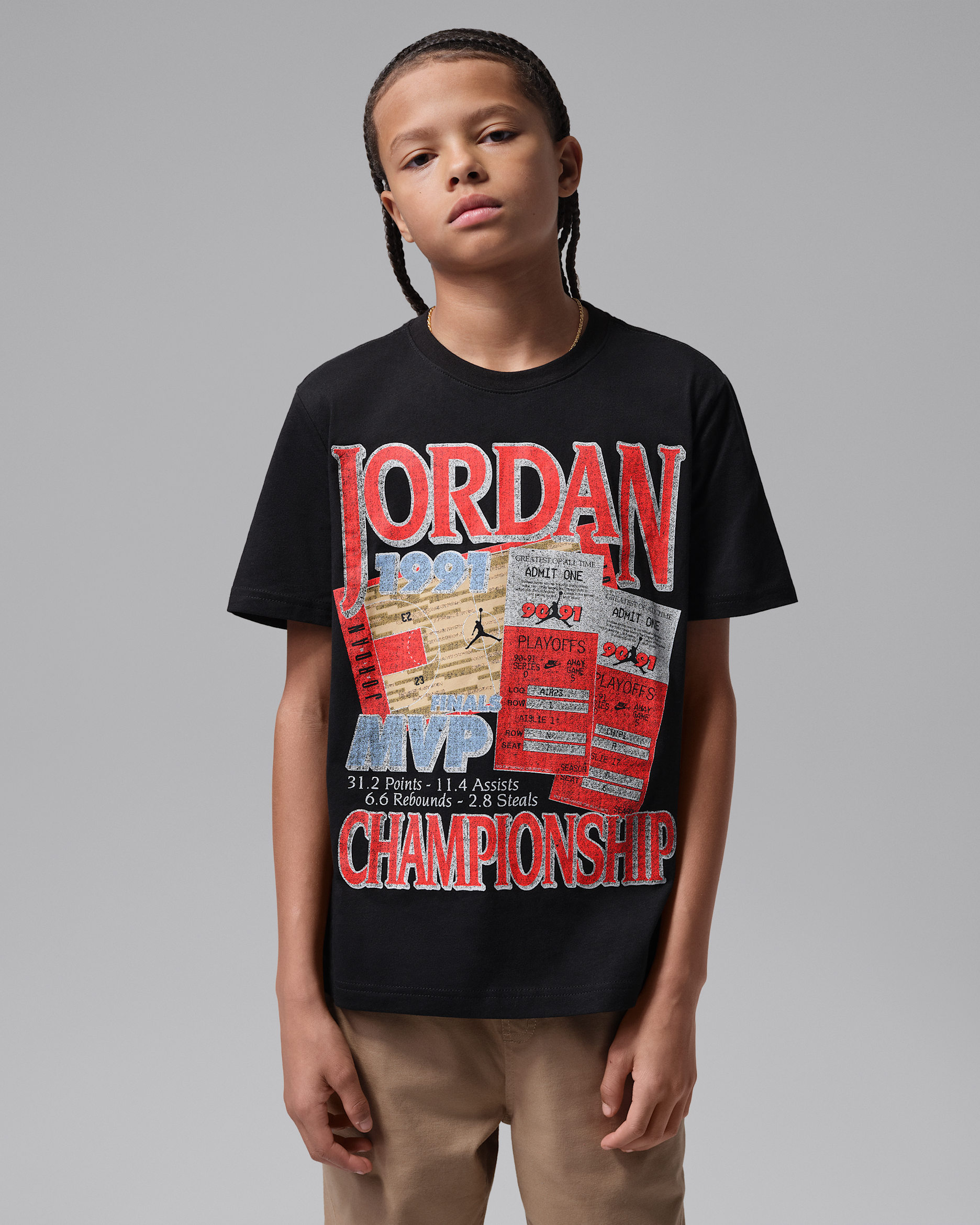 Air Jordan 6 Big Kids' '91 Playoff Tix T-Shirt. Nike.com